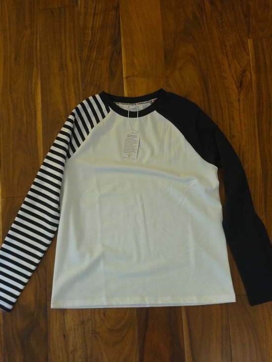 Tops - Women's Long-Sleeve Raglan Tee in White and Black